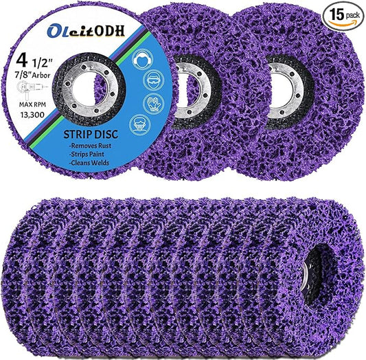 15 Pcs 4-1/2" x 7/8" Strip Discs Bulk, Paint Stripping and Rust Removal Wheels for Angle Grinders, Abrasive Grinding Discs for Metal, Wood, and Fiberglass