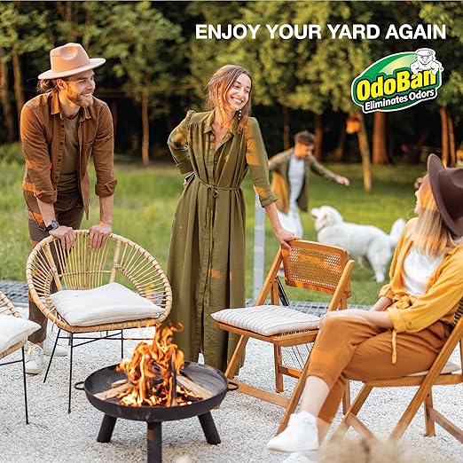 OdoBan Outdoor and Yard Odor Eliminator, Plant-Friendly Formula, Made in the USA, Clean Fresh Scent, 32 Fluid Ounce Bottle with Hose End Sprayer, 4-Pack
