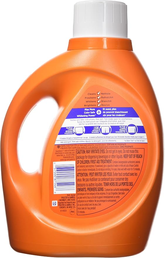 Tide Plus Bleach Alternative Safe on Colors Liquid Laundry Detergent, Original Scent, 2.72 L (59 Loads)