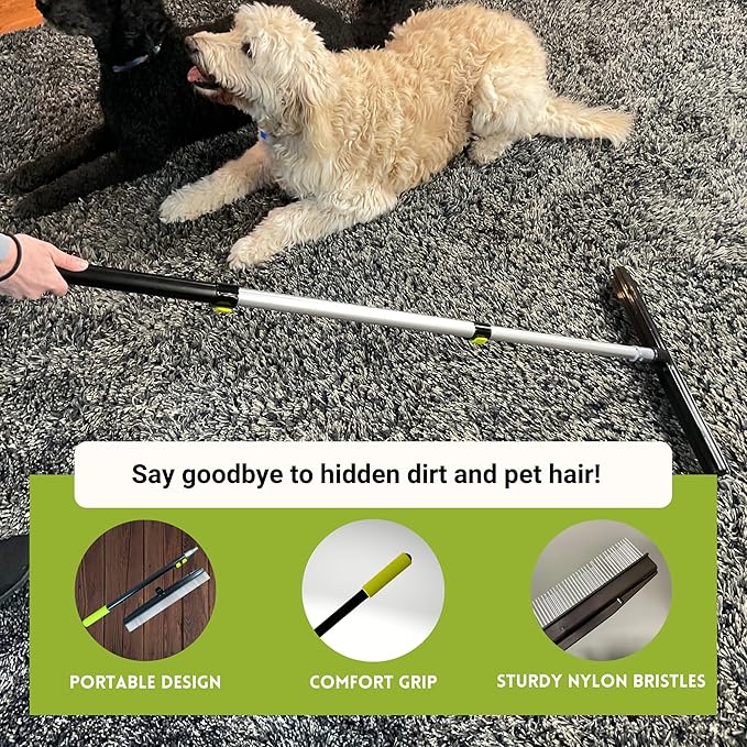 A-to-Z Supply Room Groom Carpet Rake Groomer with Telescoping 54" Adjustable Handle & Portable Lint Remover Brush Tool, Carpet Brush Ideal for Pet Hair, Refreshing Carpets, Rugs, and Artificial Turf