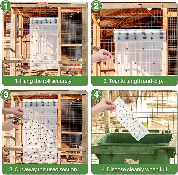 Giant Fly Sticky Trap Roll – 6 Rolls, 180 FT Total Heavy-Duty Fly Paper Glue Trap for Indoor & Outdoor, Hanging & Tree Wrap Insect Barrier for Lantern Flies, Ants, Gnats & Flying Insects