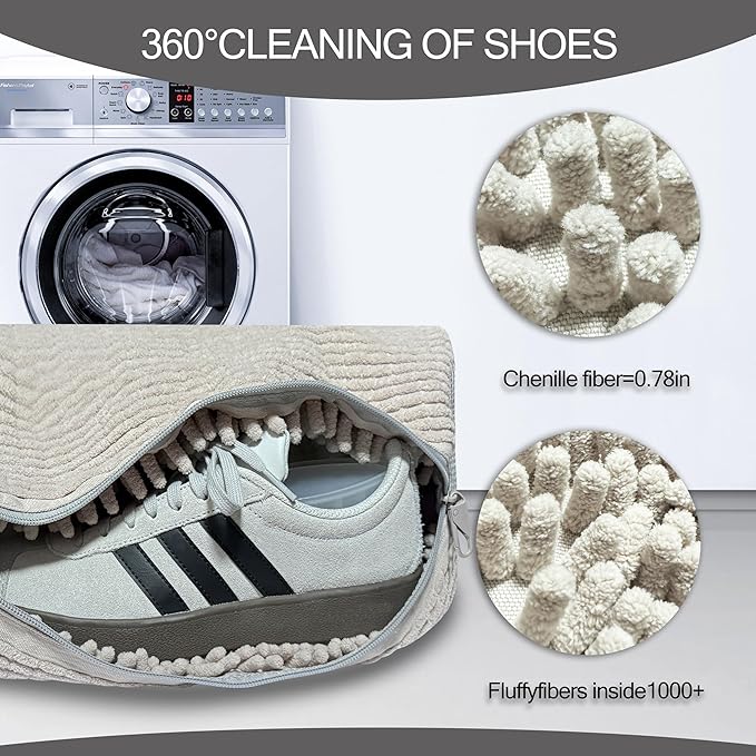 Shoes Bags For Washing Machine Shoe Washing Machine Bag, Reusable Shoe Cleaning Bag All Types And Sizes Shoes Laundry Bag(Light Brown 2pcs)