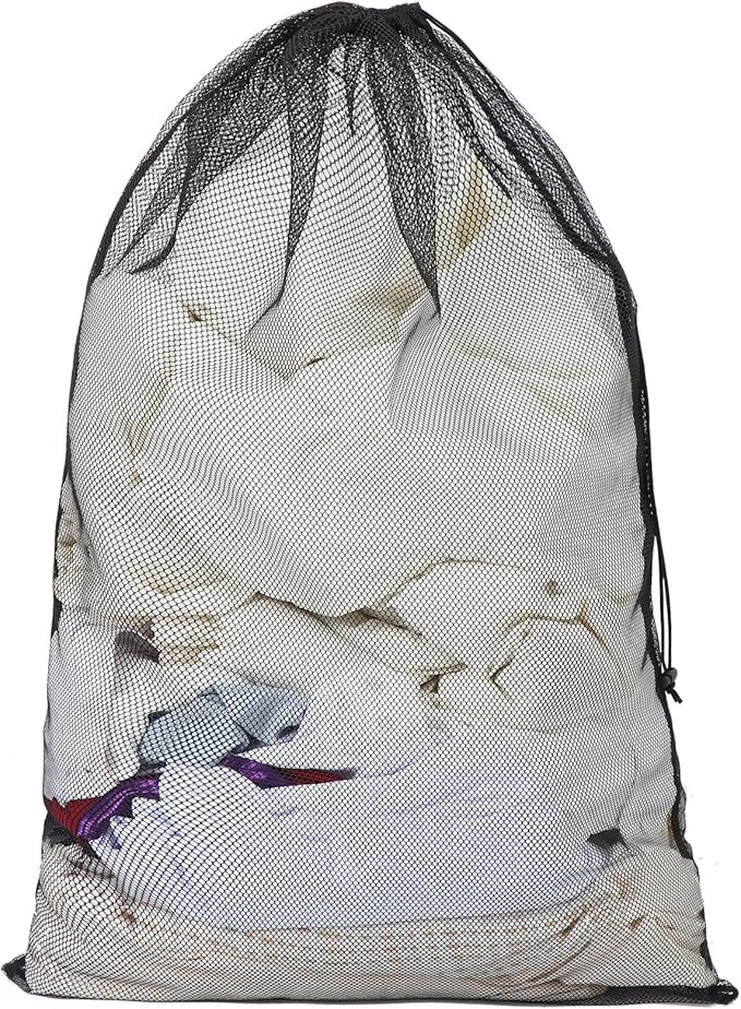 Berlune Large Mesh Laundry Bags, 24 x 36 Inch Bulk Wash Set with Drawstring for Commercial Use, Dorms, Vacation Rentals, Laundromats, Apartments & Facilities(Black,1)