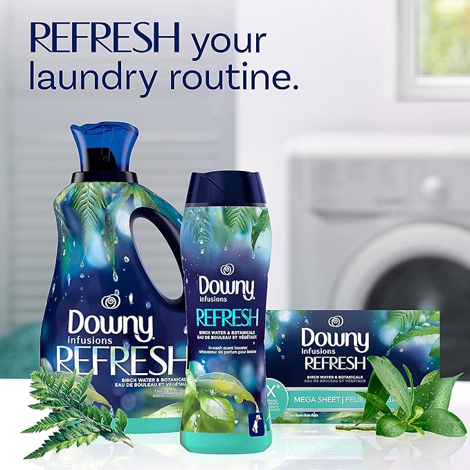 Downy Infusions In-Wash Laundry Scent Booster Beads, REFRESH, Botanical Florals and Birch Water Scent, 24 oz (Pack of 12)