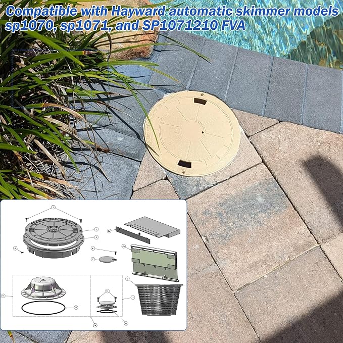 SPX1070C10 Swimming Pool Skimmer Deck Cover, Compatible with Hayward Automatic Skimmer