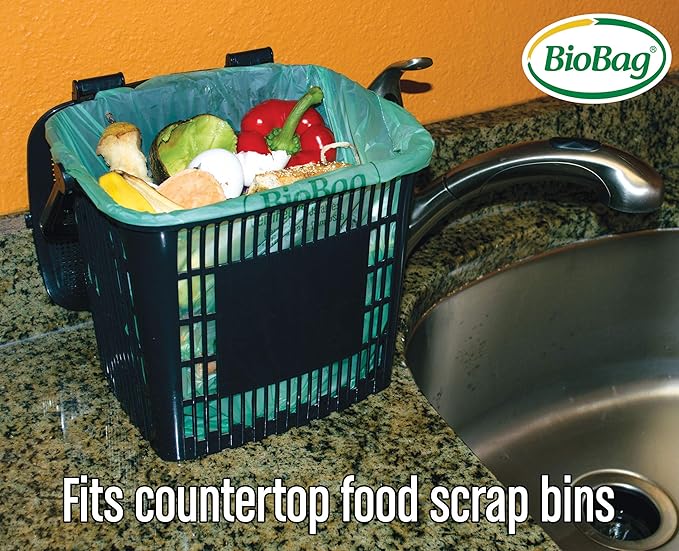 BioBag (USA), The Original Compostable Bag, 3 Gallon, 300 Total Count (12 Boxes of 25 Count), 100% Certified Compostable Kitchen Food Scrap Bags, Kitchen Compost Bin Compatible