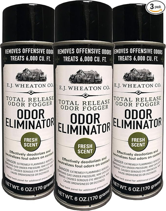 E.J. Wheaton Odor Eliminator, Total Release Odor Fogger, 3 Pack, Effectively Deodorizes and Neutralizes Foul Odors on Contact, Fresh Scent (6 OZ)