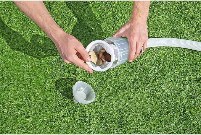 Bestway Flowclear AquaClean 110 Inch Pool Vacuum for 20 Feet Above Ground Pools with Removable Debris Bag, Suction Nozzle, Skimmer Head, and Adapters