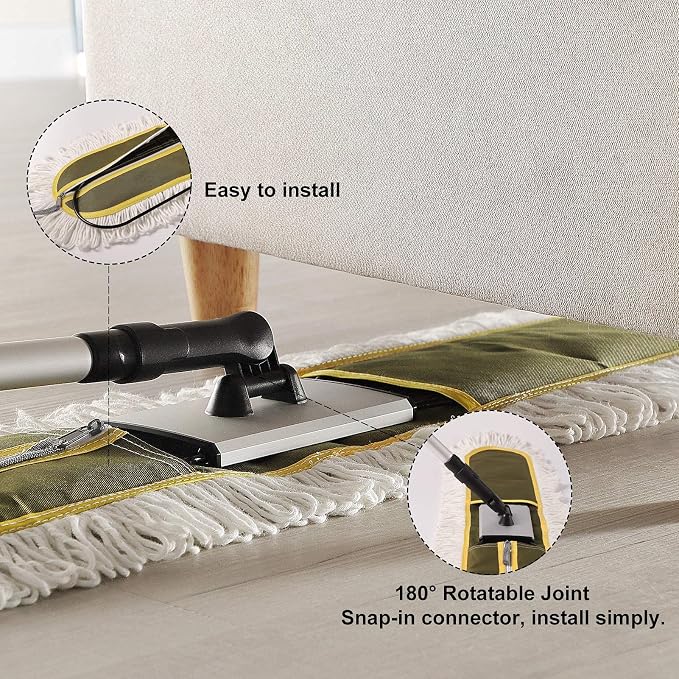 CLEANHOME 36" Commercial Dust Mops for Floor Cleaning Heavy Duty Floor Duster Mop with Long Handle Hotel Gym Household Cleaning Supplies for Hardwood, Tiles, Marble Floors (Green)