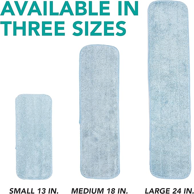 Arkwright Spray Mop Replacement Pads - (Case of 120) Bulk Microfiber Flat Dry and Wet Refill Mop Pads Floor Cleaning, Compatible with Bona and Rubbermaid, Fits All Mop Heads, 24 in, Blue