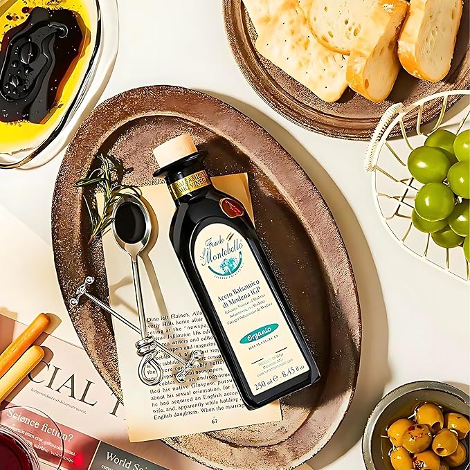 Organic Balsamic Vinegar of Modena 8.45 fl.oz. (250ml), FONDO MONTEBELLO IGP-Certified, Dense and Delicious Organic Balsamic Vinegar, Perfect for Salads, Meats and Desserts - Imported from Italy