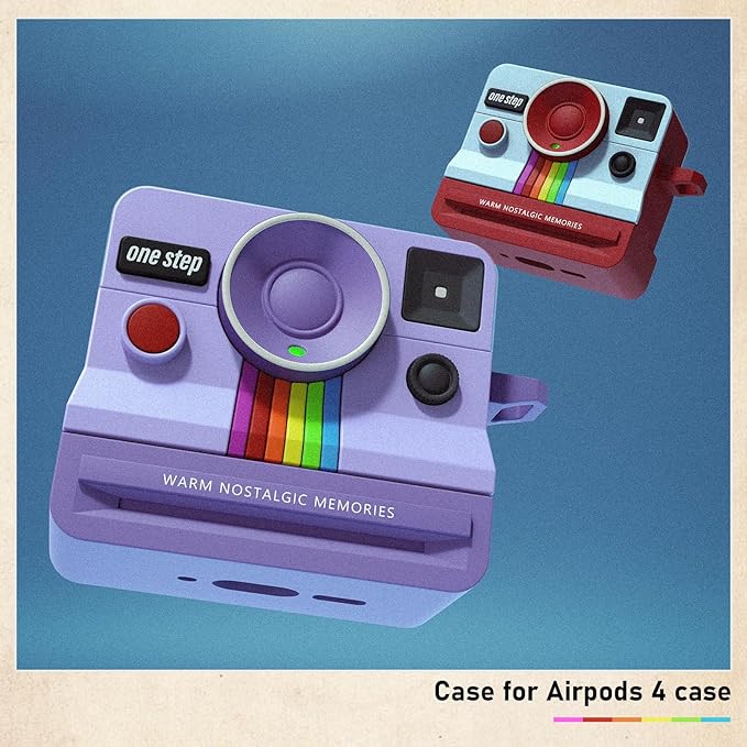 Retro Cases for AirPods 4 Case 2024 with Cleaner Kit - VISOOM Cute Fancy Protective AirPods 4th Gen Cases Cover Men Women Unique Polaroid Soft Cover for Apple AirPod iPods 4 Wireless Charging Case