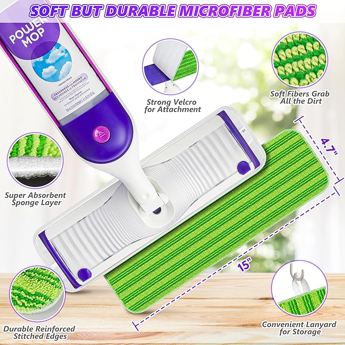 Microfiber Spray Mops for Floor Cleaning - Floor Mop with 11 Washable Pads fit for Swiffer Powermop