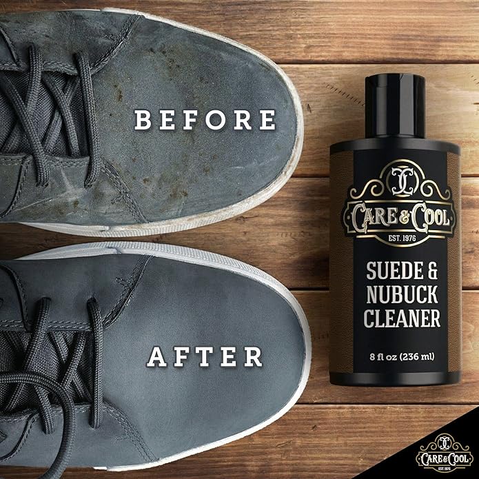 Care & Cool Suede and Nubuck Cleaner Kit (8 oz) Restores Color & Vibrancy to Shoes Clothes, and Furniture (Essential Kit)