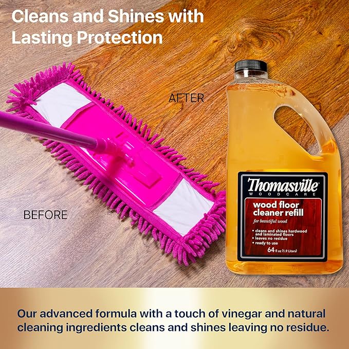 THOMASVILLE WOOD FLOOR CLEANER REFILL - Multisurface Wood Cleaner and Polish Furniture Quick Shine Restorer Protector Kitchen Cabinets Surface Cleaner House Cleaning Supplies Home Improvement