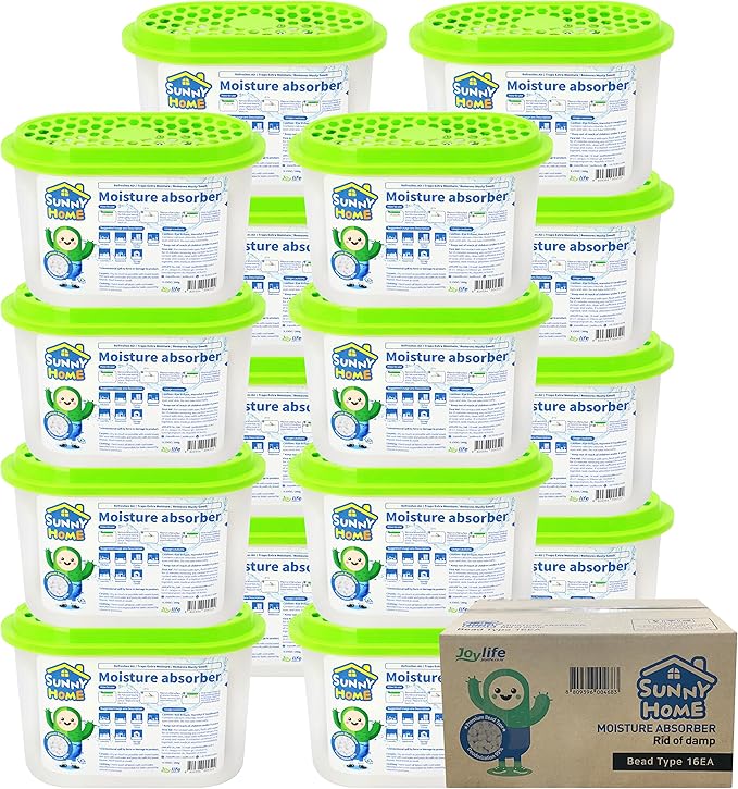 SUNNY HOME (16 Pack) 17.7oz (Max capa) Unscented for Home. Moisture Absorbers, Odor Eliminator, Dehumidifier, and Deodorizer for Closet, Bathroom, Kitchen, RVs