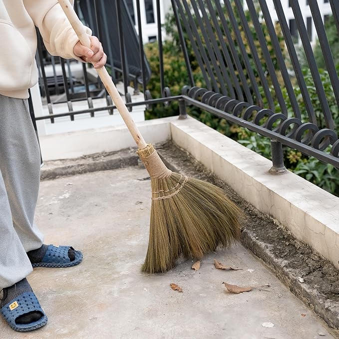 Vietnamese Straw Soft Broom with Long Handle - Sweeping Whisk Broom - with 51.18 inch Length