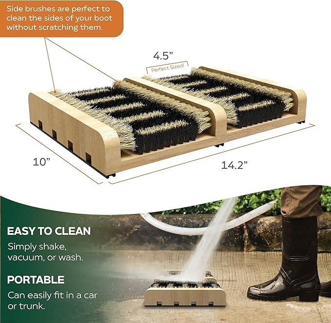 SCRUBIT Boot Scrubber Shoe Brush – Outdoor Boot Brush for Snow & Ice, All Weather Shoes & Boots Cleaner, Removes Snow, Sand and Mud – 14.2 x 10 in. Boot Scraper Door Mat