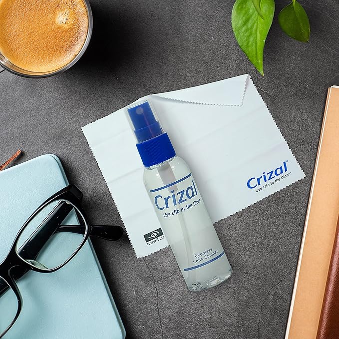 Crizal Eyeglass Lens Cleaning Kit – 1 Pack (2oz Spray + Microfiber Cloth) – Designed & Tested for AR-Coated Lenses – Complete Lens Care System