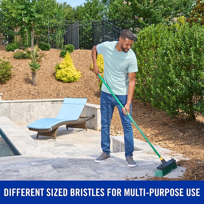 Quickie Bulldozer 18-Inch Multi-Surface Push Broom, Green, Heavy-Duty with Swivel Hang-Up Feature, Perfect for Indoor and Outdoor Cleaning, Sweeping Sidewalks & Warehouses