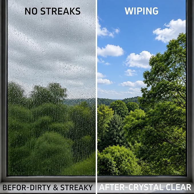 Window Washing Kit with Extension Pole(19–94.5"), Window Squeegee with Extension Pole, High Reach Window Cleaning Kit, 3 Gallon Bucket, Streak-Free Outdoor Window Cleaner, Extra Refills