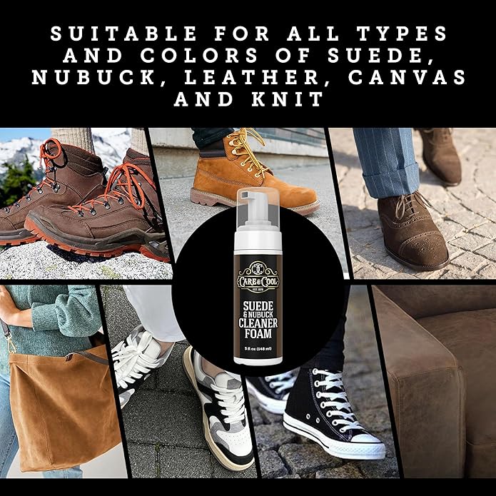 Care & Cool Suede and Nubuck Cleaner Foam Kit (5 oz) - Revitalizes and Refreshes Shoes, Boots, Clothes, and Furniture