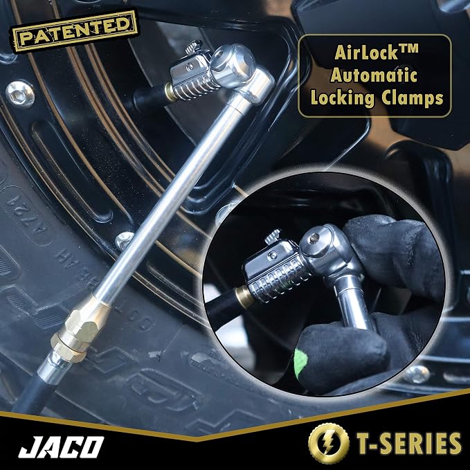 JACO Superior Products FlowPro 2.0 Digital Tire Inflator Gauge (200 PSI) with Add-on Lightning T-Series Dually Air Chuck