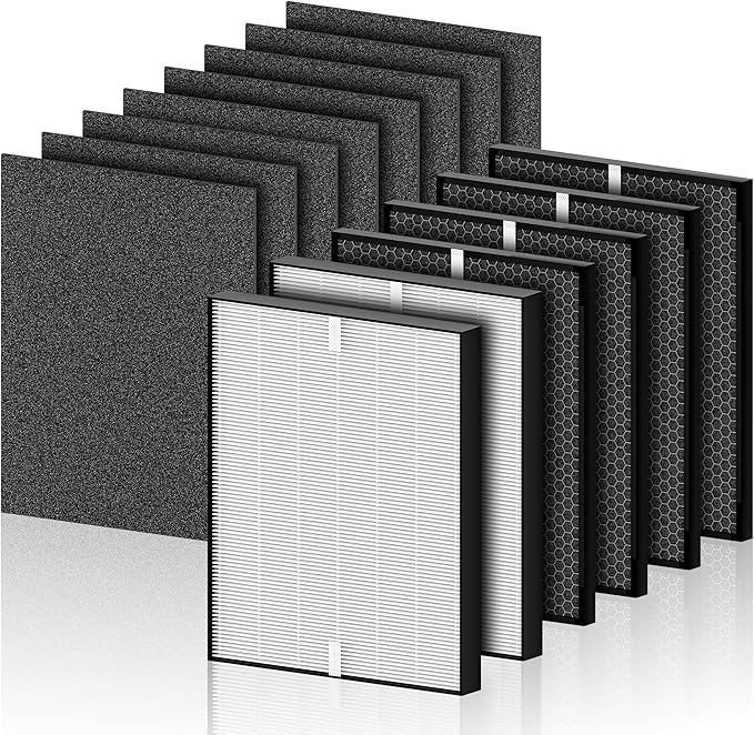 Replacement Part Compatible with Air Purifier, True Grade High-Efficiency Materials With Activated Carbon Filter, Includes:2+4+8 Filter