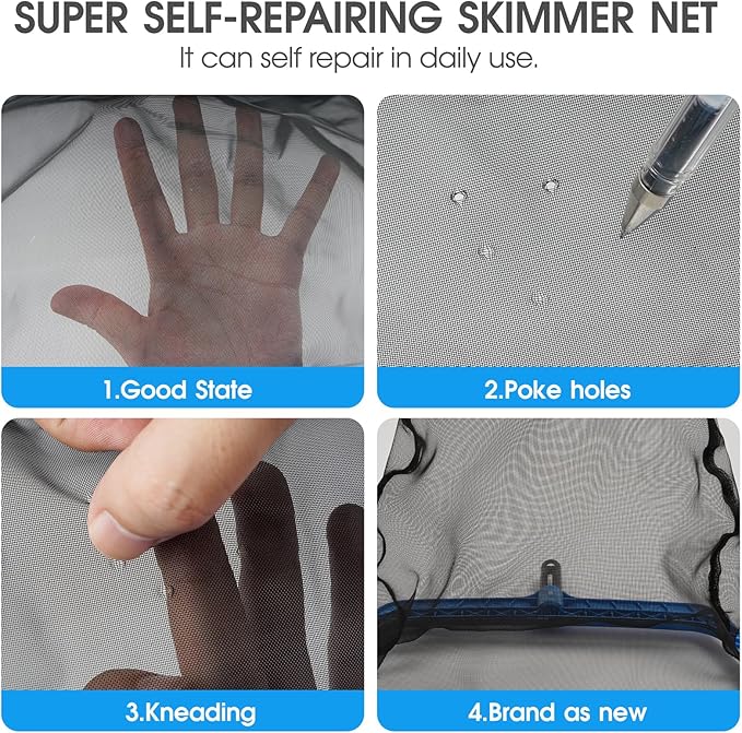 TidyMister Pool Skimmer Net with Self-Repair Fine Nylon Mesh Bag, Pool Leaf Rake for Above Ground Pools & In-ground Pools, Pool Nets for Cleaning - Original Series(No Pole)