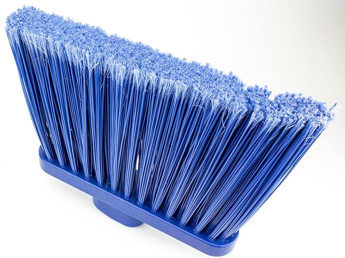 SPARTA Plastic Broom Head, Angled, Flagged for Small Debris Indoor, Outdoor, Home, Restaurant, Lobby, Office, 12 Inches, Blue