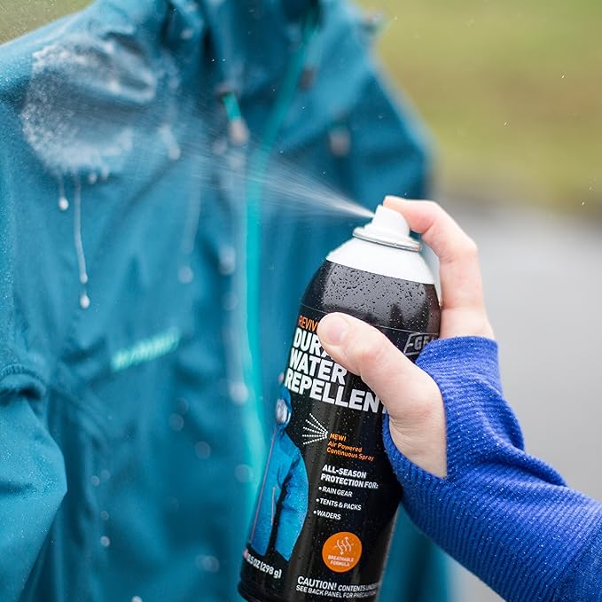 GEAR AID Revivex Durable Water Repellent (DWR) Spray for Waterproofing, Restoring Performance on Nylon Jackets, Gore-TEX, Paddle, Snow and Camping Gear, Various