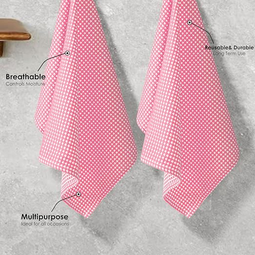 12 Pack Dual Tone Waffle Weave Dish Cloth, 12"x12", 100% Cotton, Absorbent, Fast Dry, Soft for Cleaning, Durable Dishcloth Set, Machine Washable, Hand Dish Towels, Baby Pink