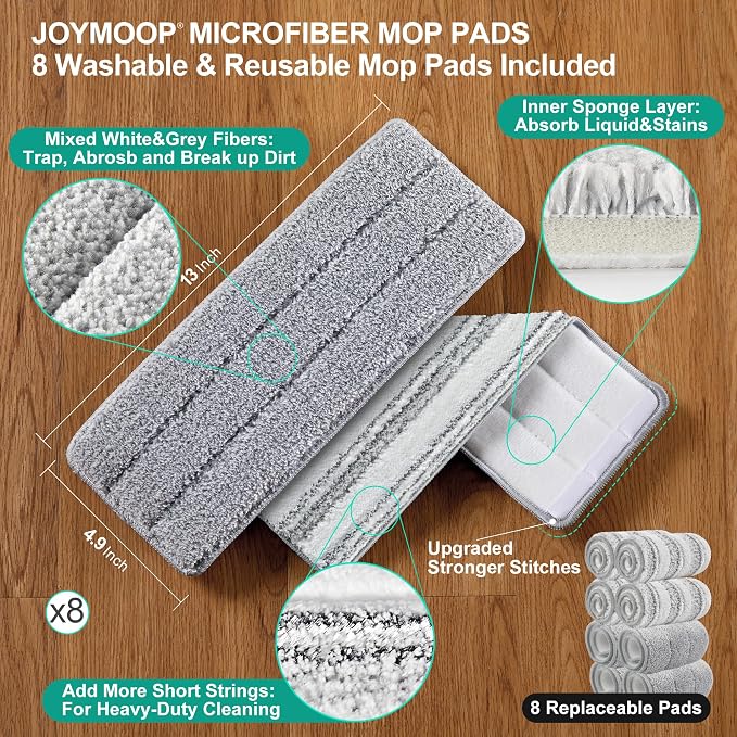 JOYMOOP Hands-Free Mop and Bucket with Wringer Set with Microfiber Cleaning Cloth, Househould Cleaning Tool of Floor Mop and Kitchen Towels
