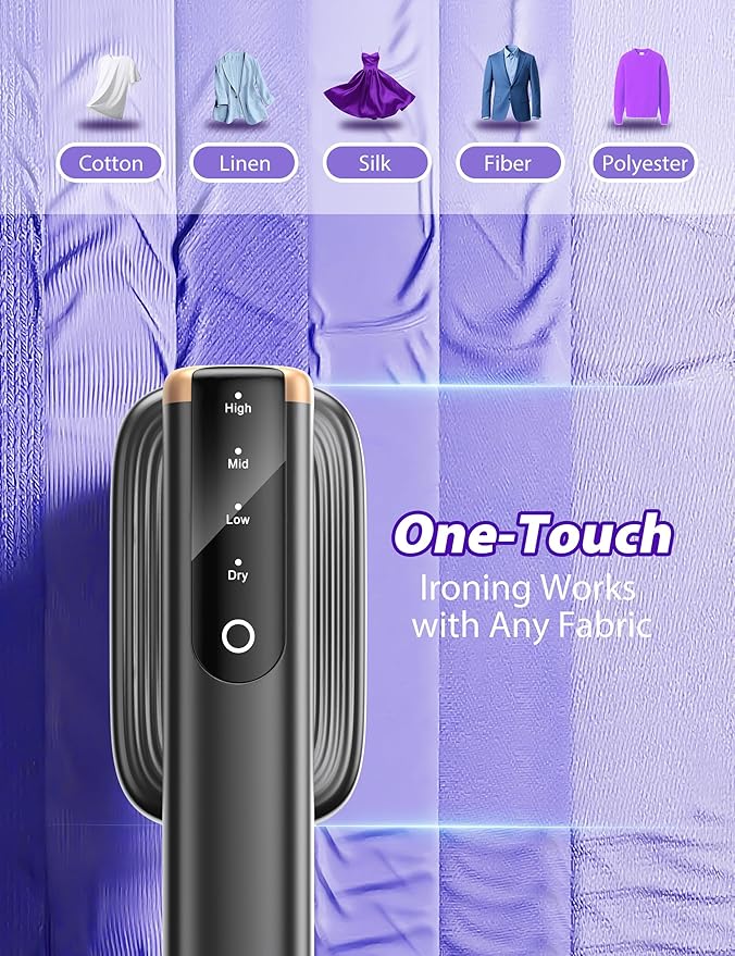 Travel Steamer for Clothes with 180 ml Water Tanks,15s Fast Heat-up,24 g/min Strong Steam Performance, Portable Garment Steamer with Touch Control, LED Display, Steam Iron Black