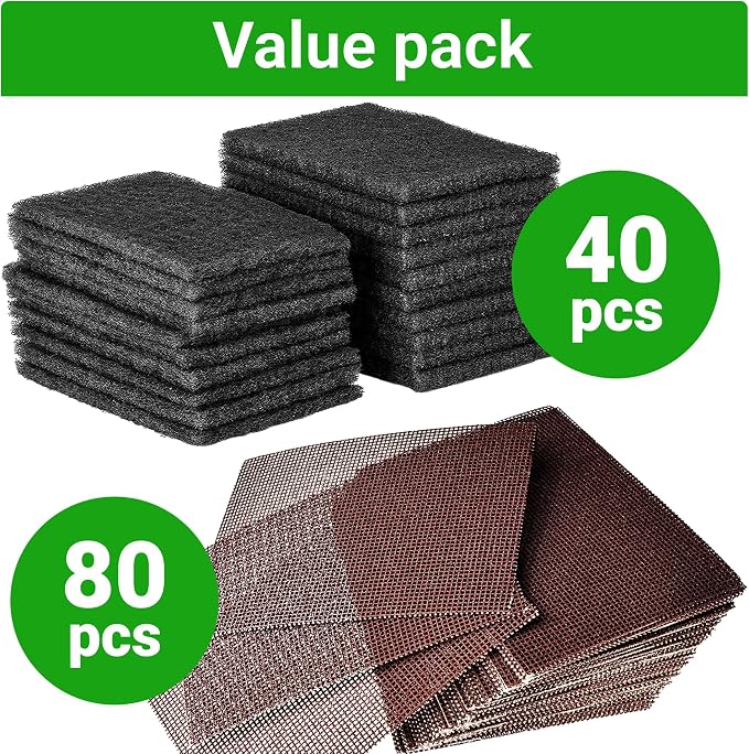 CUSINIUM 40-Pack Griddle Cleaning Pads + 80-Pack Grill Screens