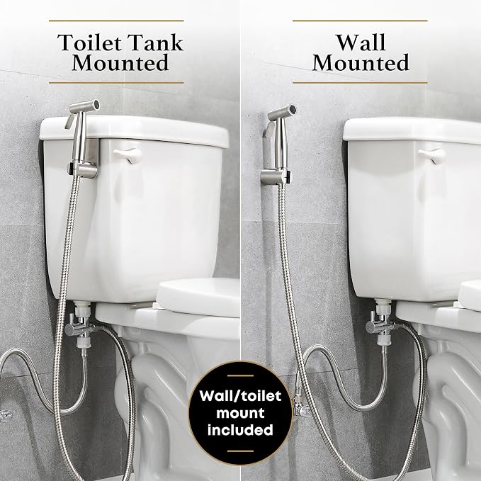 Purrfectzone 3 Pack Bidet Sprayer for Toilet, Handheld Kit, Easy-to-Install Toilet Shattaf Set, Hand Held Stainless Steel shower with Adjustable Flow, Cloth Diaper wash