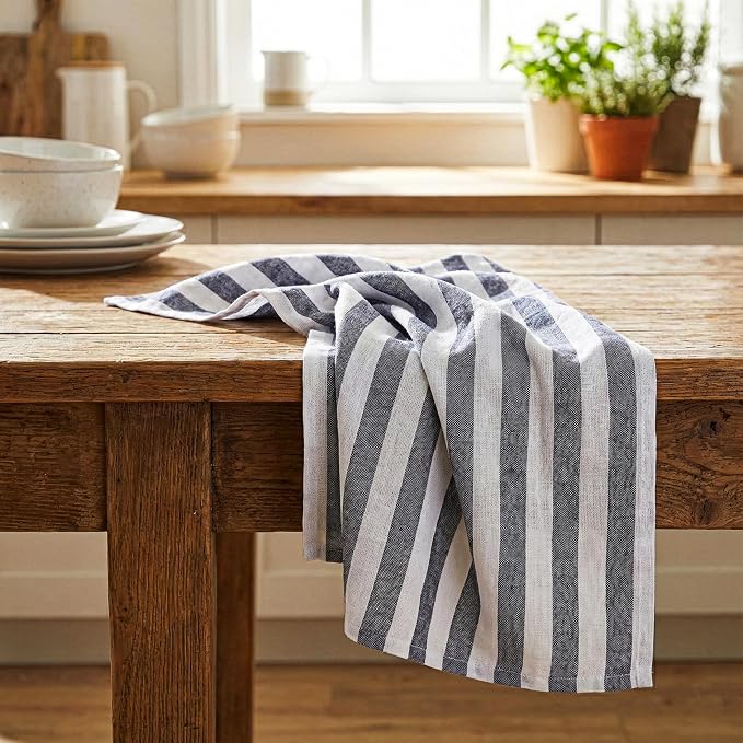 Marubhumi Premium Cotton Kitchen Dish Towels, 10-Pack – Ultra Absorbent & Lint-Free Kitchen Dish Towels – Large 45x70 cm – Modern Gray & White Hand Towels for Cooking, Drying, and Cleaning