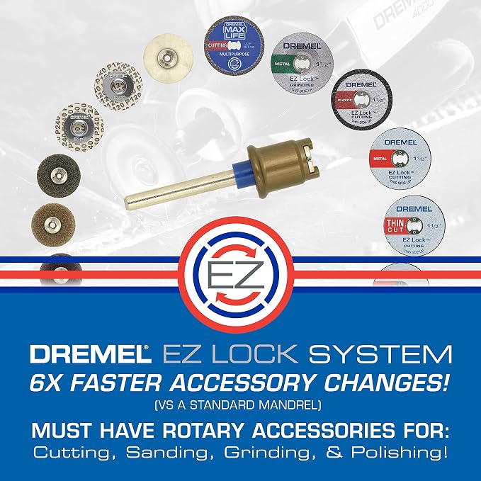 Dremel 160-Piece Rotary Tool Accessory Kit with EZ Lock Technology - 1/8" Shank - Cutting Bits, Polishing Wheel and Compound, Sanding Drums and Sanding Discs (710-08)
