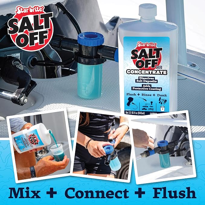 STAR BRITE Salt Off Kit Applicator & 32 OZ Concentrate for Marine Engine Flush & Salt Removal on Boats, Trailers, Fishing Gear, Dive Equipment, and More