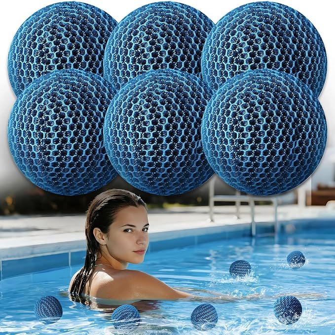 Hot Tub Scum Absorber, 6 Pack Spa & Pool Scum Eliminating Balls,hot tub scum Balls,Scum Sponge for Spa Hot Tub, Hot Tub Accessories, Oil Absorbing Sponge for Hot Tub Skimmer