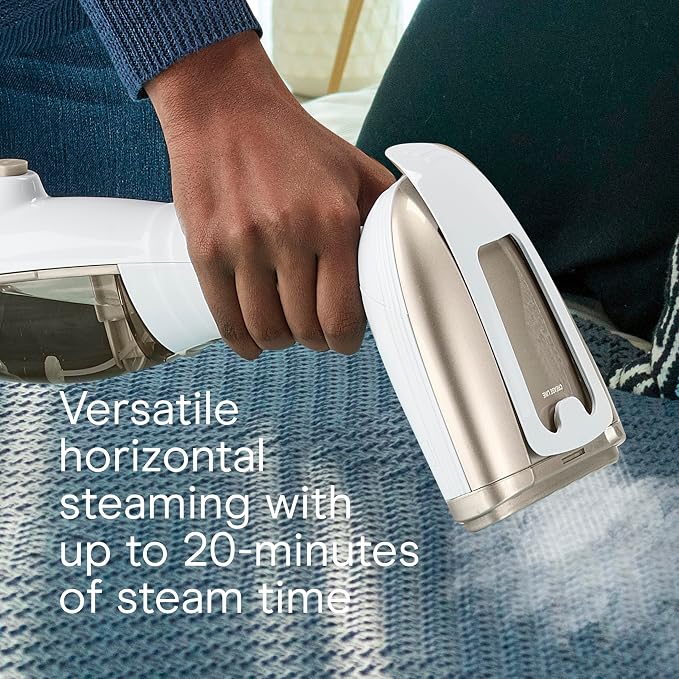 Conair Handheld Garment Steamer for Clothes, Turbo ExtremeSteam 1875W Fabric Steamer, Portable Handheld Design, Strong Penetrating Steam, White/Champagne (Pack of 2)