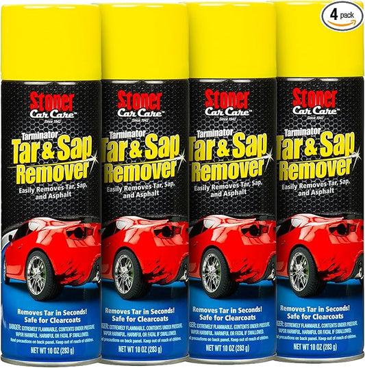 Stoner Car Care 91154-4PK Tarminator Tar, Sap, and Asphalt Remover – Fast Acting Tar and Sap Remover for Cars – Clear Coat Safe Auto Cleaner for Paint, Chrome and Wheels – 10 oz (Pack of 4)