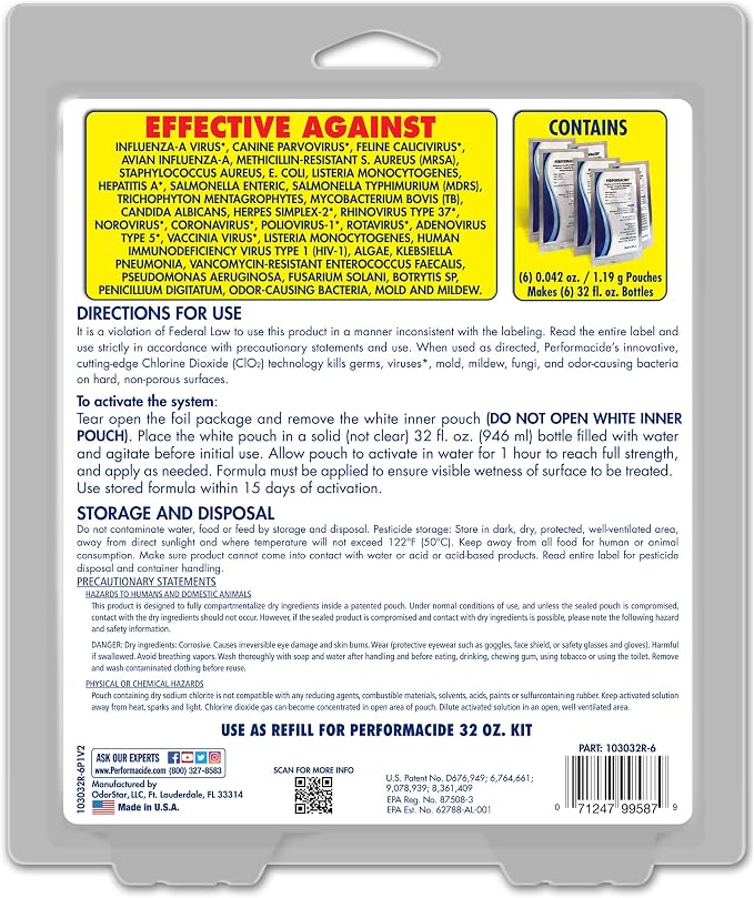 STAR BRITE Performacide 32 oz. Refill (6-Pack) – Kills Parvo Virus, Ideal for Veterinary Hospitals & Kennels