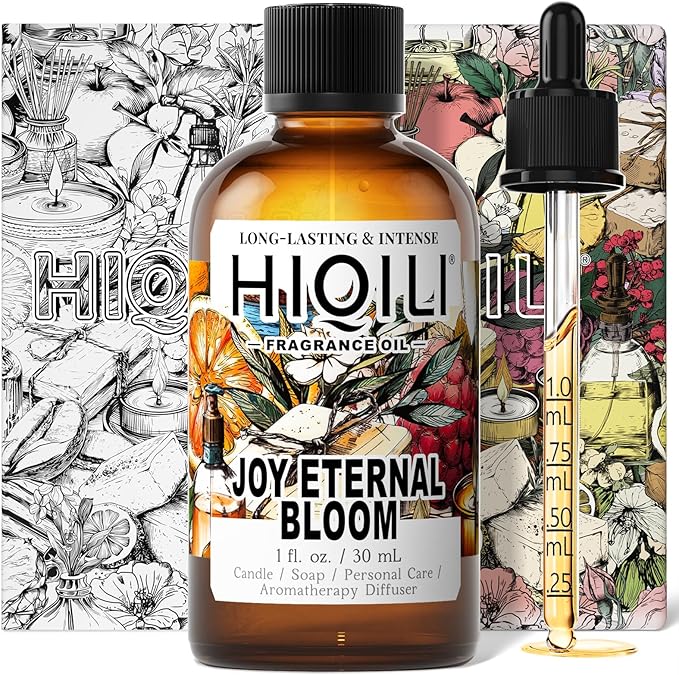 HIQILI Joy Eternal Bloom Fragrance Oil, Jasmine & Rose Scents, Aromatherapy Diffuser, Air Freshener, Candle & Soap Making, Long Lasting - 1 Fl Oz
