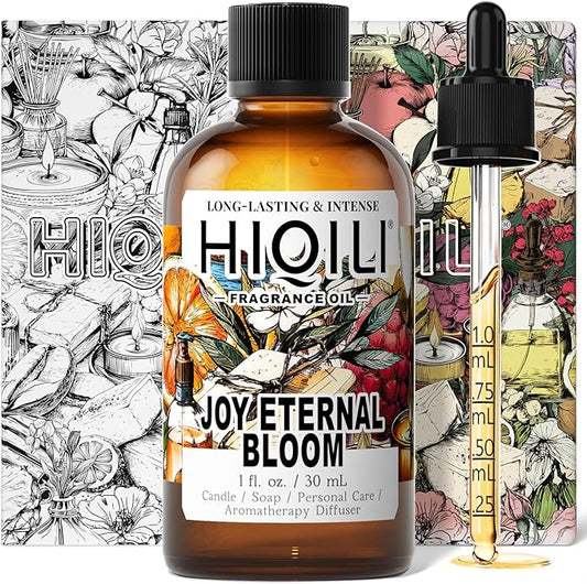 HIQILI Joy Eternal Bloom Fragrance Oil, Jasmine & Rose Scents, Aromatherapy Diffuser, Air Freshener, Candle & Soap Making, Long Lasting - 1 Fl Oz