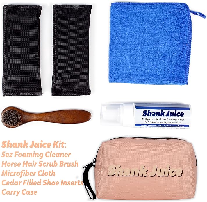 Clean Kit for Golf Shoes and Accessories - 6-item Kit: No Rinse Foaming Cleaner, Brush, Cloth, Cedar Inserts