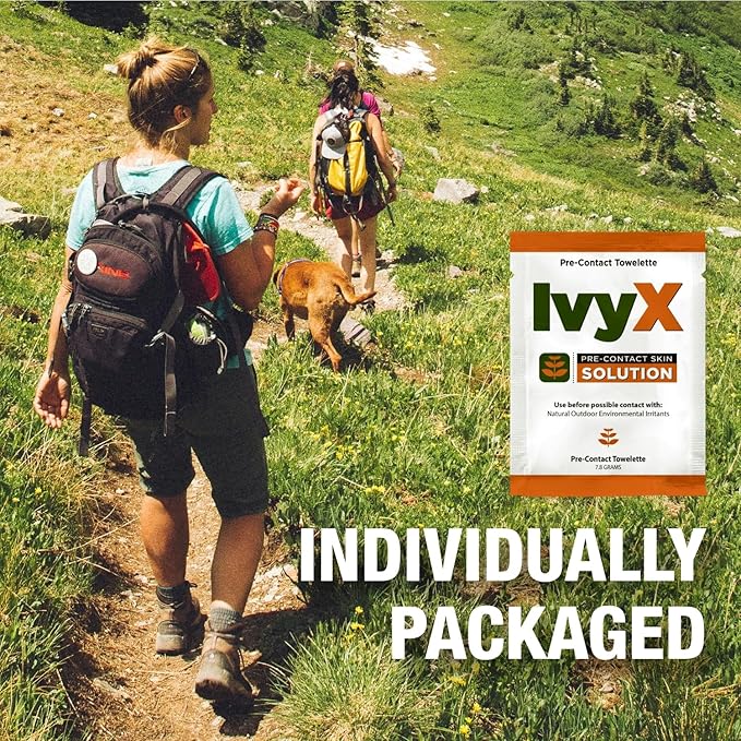 CoreTex Ivy X Pre-Contact Poison Ivy Wipes - Bulk Pack of 100 Single-Use Barrier Wipes to Help Prevent Itchy Rashes - Also Works on Poison Oak & Sumac Oils - Quick Dry & Chalk-Free Formula