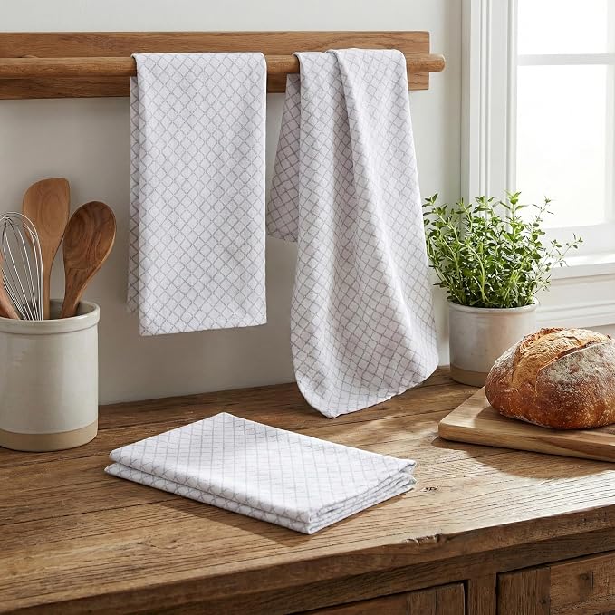 Marubhumi Cotton Kitchen Dish Towels (White, 45x70 Cm)