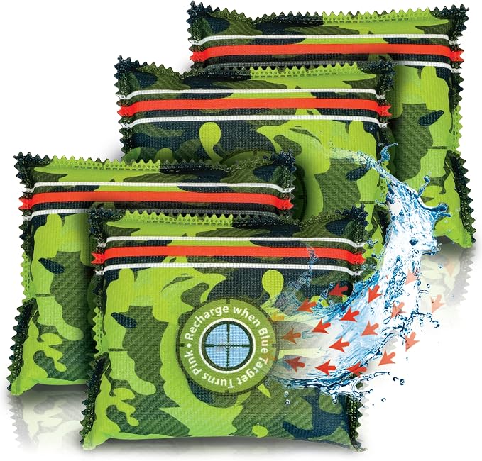 Zarpax Gun Safe Dehumidifier Camouflage - Rechargeable Desiccant Dehumidifier Bags - Reusable & Absorbs Moisture & Humidity - 4x Pack