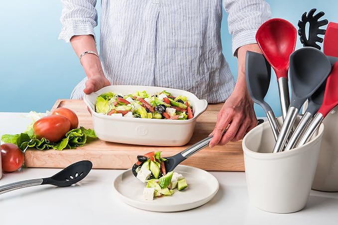 Cuisipro 12" Silicone Slotted Spoon, Gray